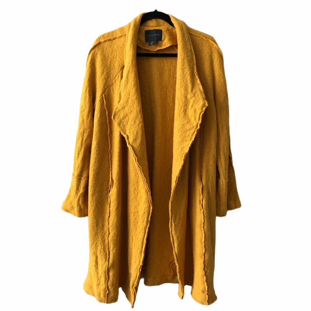 Tahari Yellow Wool Duster Jacket XL